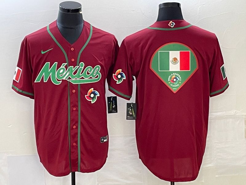 Men 2023 World Cub Mexico Blank Red Nike MLB Jersey11->more jerseys->MLB Jersey